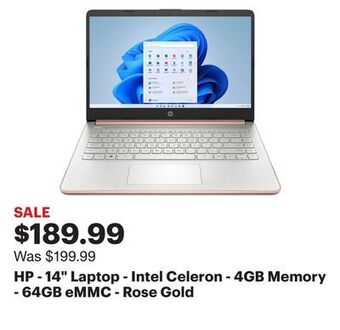 Best Buy Hp - 14 laptop - intel celeron - 4gb memory - 64gb emmc - rose gold offer