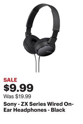 Best Buy Sony - zx series wired on-ear headphones - black offer