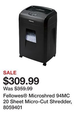 Office Depot Fellowes® microshred 94mc 20 sheet micro-cut shredder, 8059401 offer
