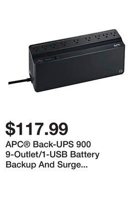 Office Depot Apc® back-ups 900 9-outlet/1-usb battery backup and surge protector, bvn900m1, black offer