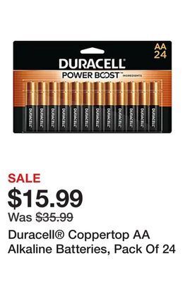 Office Depot Duracell® coppertop aa alkaline batteries, pack of 24 offer