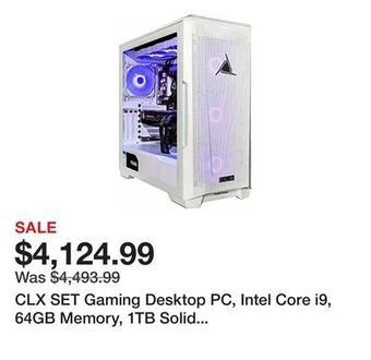Office Depot Clx set gaming desktop pc, intel core i9, 64gb memory, 1tb solid state drive, 6tb hard drive, windows 11 home offer