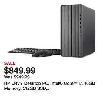 Office Depot Hp envy desktop pc, intel® core™ i7, 16gb memory, 512gb ssd, windows® 11 home offer