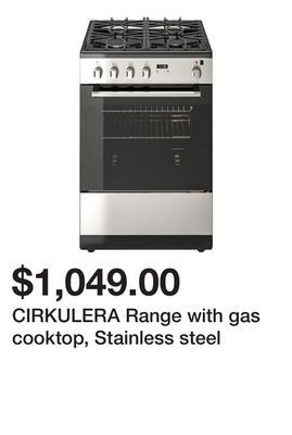 Ikea Cirkulera range with gas cooktop, stainless steel offer