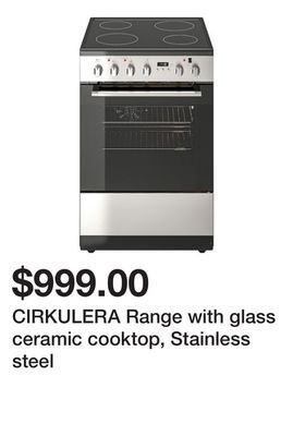 Ikea Cirkulera range with glass ceramic cooktop, stainless steel offer