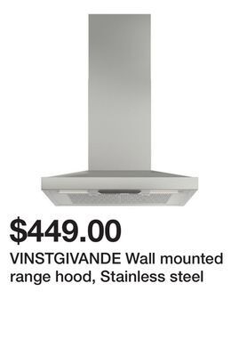 Ikea Vinstgivande wall mounted range hood, stainless steel offer
