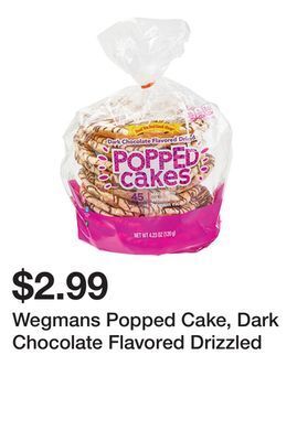 Wegmans Wegmans popped cake, dark chocolate flavored drizzled offer