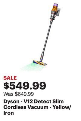 Best Buy Dyson - v12 detect slim cordless vacuum - yellow/iron offer