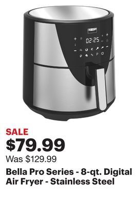 Best Buy Bella pro series - 8-qt. digital air fryer - stainless steel offer