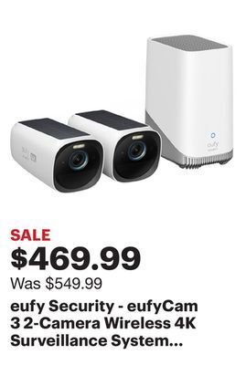 Best Buy Eufy security - eufycam 3 2-camera wireless 4k surveillance system - white/black offer