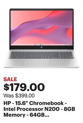 Best Buy Hp - 15.6 chromebook - intel processor n200 - 8gb memory - 64gb emmc - natural silver offer