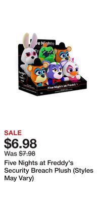 Game Stop Five nights at freddy's security breach plush (styles may vary) offer