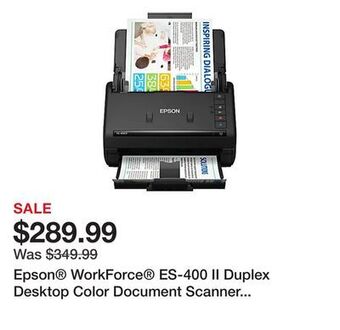 Office Depot Epson® workforce® es-400 ii duplex desktop color document scanner with auto document feeder offer