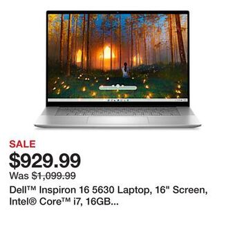 Office Depot Dell™ inspiron 16 5630 laptop, 16 screen, intel® core™ i7, 16gb memory, 512gb solid state drive, wi-fi 6e, windows® 11 home offer