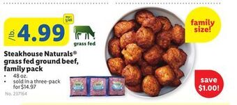 Lidl Steakhouse naturals® grass fed ground beef, family pack offer