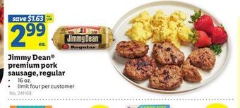 Lidl Jimmy dean® premium pork sausage, regular offer