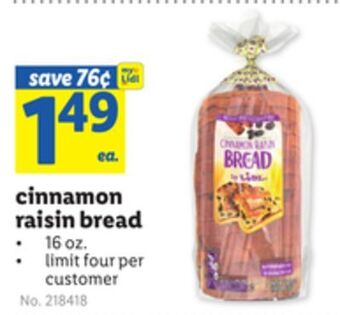 Lidl Cinnamon raisin bread offer