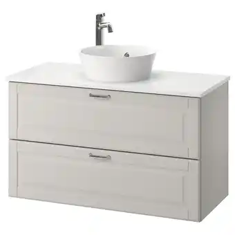 Ikea Godmorgon/tolken / kattevik sink cabinet with top + 15¾ sink, kasjön light gray/marble effect voxnan faucet, 40 1/8x19 1/4x29 offer