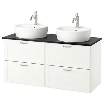 Ikea Godmorgon/tolken / törnviken cabinet, countertop, 19 5/8 sink, kasjön white/black marble effect hamnskär faucet, 48x19 1/4x29 offer