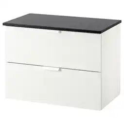 Ikea Godmorgon / tolken sink cabinet with 2 drawers, white/black marble effect, 32 1/4x19 1/4x23 5/8 offer
