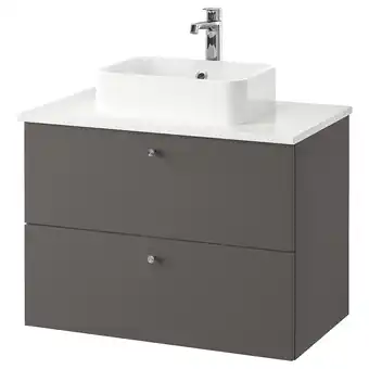 Ikea Godmorgon/tolken / hörvik cabinet, top + 17 3/4x12 2/8 sink, gillburen dark gray/marble effect brogrund faucet, 32 1/4x19 1/4 offer
