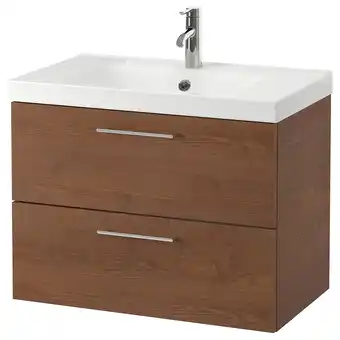 Ikea Godmorgon / odensvik sink cabinet with 2 drawers, brown stained ash effect/dalskär faucet, 32 5/8x19 1/4x25 1/4 offer