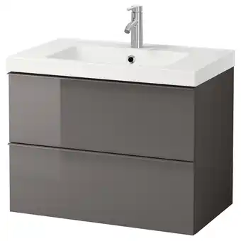 Ikea Godmorgon / odensvik sink cabinet with 2 drawers, high gloss gray/dalskär faucet, 32 5/8x19 1/4x25 1/4 offer