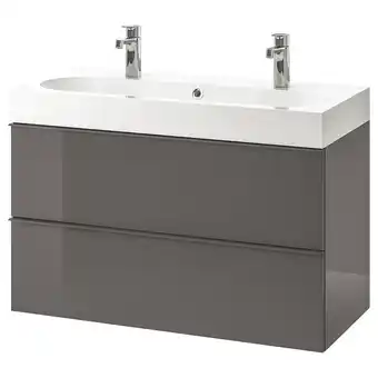 Ikea Godmorgon / bråviken sink cabinet with 2 drawers, high gloss gray/brogrund faucet, 39 3/8x18 7/8x26 3/4 offer