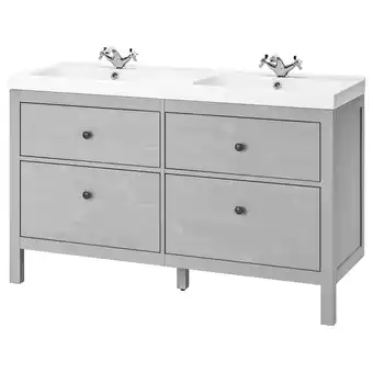 Ikea Hemnes / odensvik sink cabinet with 4 drawers, gray/runskär faucet, 56 1/4x19 1/4x35 offer