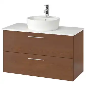Ikea Godmorgon/tolken / törnviken cabinet, countertop, 19 5/8 sink, brown stained ash effect/marble effect dalskär faucet, 40 1/8x offer
