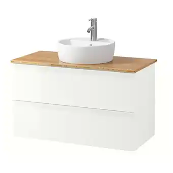 Ikea Godmorgon/tolken / törnviken cabinet, countertop, 19 5/8 sink, high gloss white/bamboo dalskär faucet, 40 1/8x19 1/4x29 1/8 offer