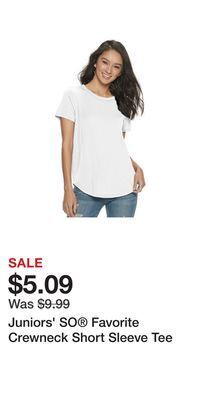 Kohl's Juniors' so® favorite crewneck short sleeve tee offer