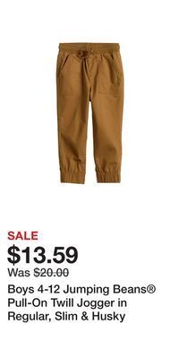 Kohl's Boys 4-12 jumping beans® pull-on twill jogger in regular, slim & husky offer