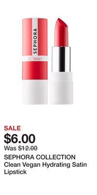 Kohl's Sephora collection clean vegan hydrating satin lipstick offer