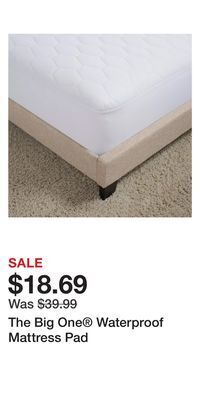 Kohl's The big one® waterproof mattress pad offer