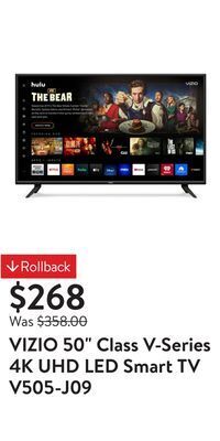 Walmart Vizio 50 class v-series 4k uhd led smart tv v505-j09 offer