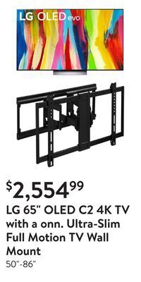 Walmart Lg 65 oled c2 4k tv with a onn. ultra-slim full motion tv wall mount offer