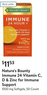 Walmart Nature's bounty immune 24 vitamin c, d & zinc for immune support offer