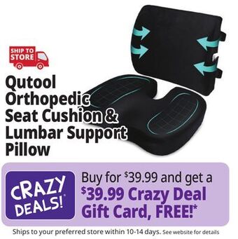 Ocean State Job Lot Qutool orthopedic seat cushion & lumbar support pillow offer