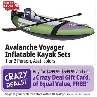 Ocean State Job Lot Avalanche 9'9 voyager 1-person inflatable kayak set, green offer