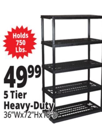 Ocean State Job Lot Maxit 5-tier heavy-duty plastic shelving unit offer