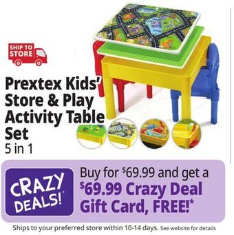 Ocean State Job Lot Prextex kids 5-in-1 store and play activity table set with 2 chairs offer