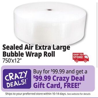 Ocean State Job Lot Sealed air extra large 750 ft. bubble wrap roll offer