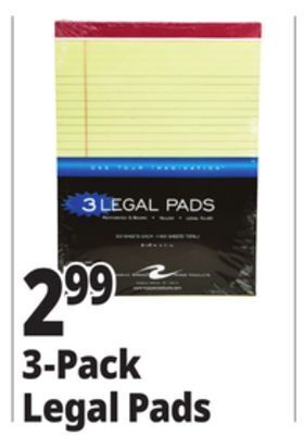 Ocean State Job Lot Roaring spring yellow 40 sheet legal pads, 3-count offer
