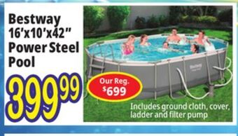 Ocean State Job Lot Bestway 16' above ground power steel oval pool set offer