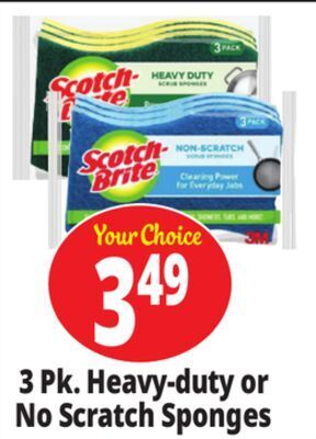 Ocean State Job Lot 3 pk. heavy-duty or no scratch sponges offer