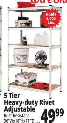 Ocean State Job Lot Method 5-tier heavy-duty rivet shelving unit, 36 x 18 x 71 offer