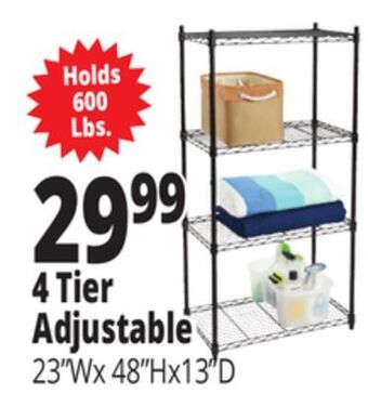 Ocean State Job Lot Method 4-tier household wire shelving unit, 23 x 13 x 48 offer