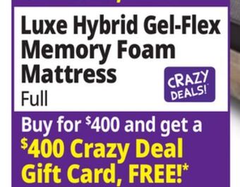 Ocean State Job Lot Luxe hybrid gel-flex memory foam mattress offer