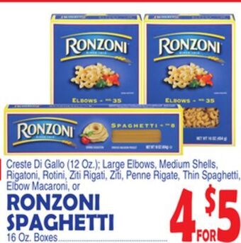 Bravo Supermarkets Ronzoni spaghetti 16 oz. boxes offer